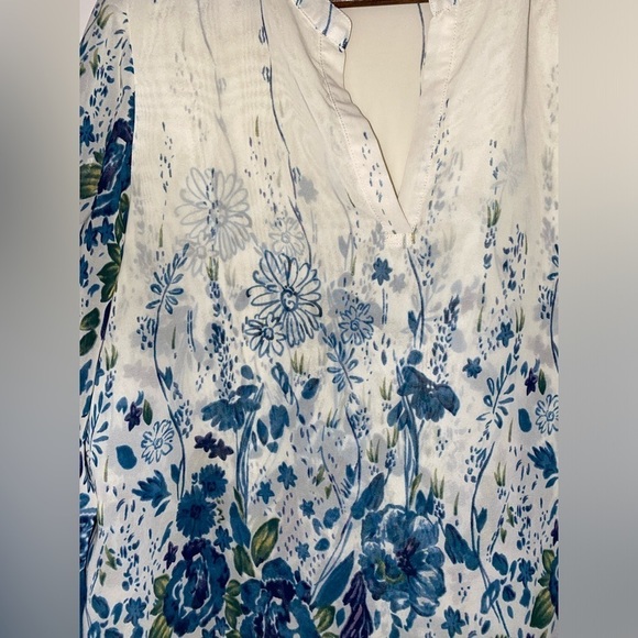 Soft Surrounding Floral Tunic Top Sheer Women M Coastal Closet Basic Grannycore - Picture 4 of 8